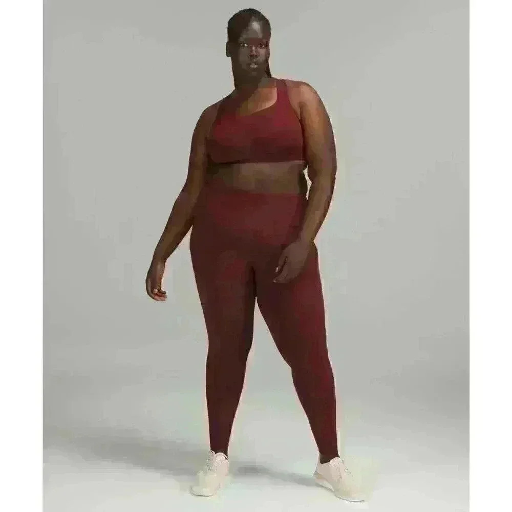 Lululemon Women's Strappy All Powered Up Sports Bra Med Support Red Merlot 42D‎